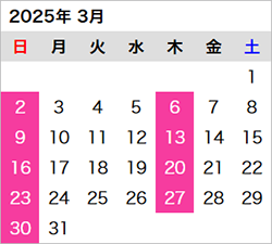 2025年3月の営業日